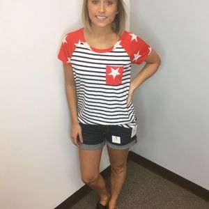 American flag baseball tee